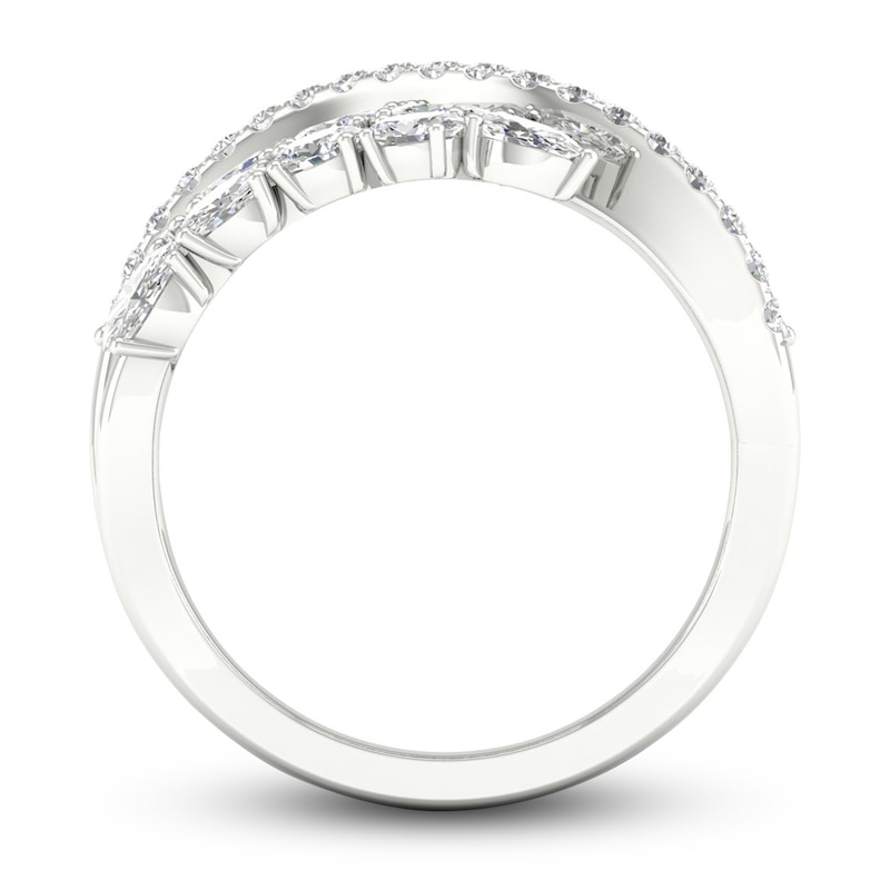 Diamond Bypass Ring 2-1/4 ct tw Oval & Round-cut 14K White Gold