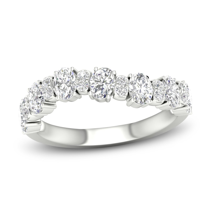 Main Image 1 of Diamond Wave Ring 1-1/4 ct tw Oval & Round-cut 14K White Gold