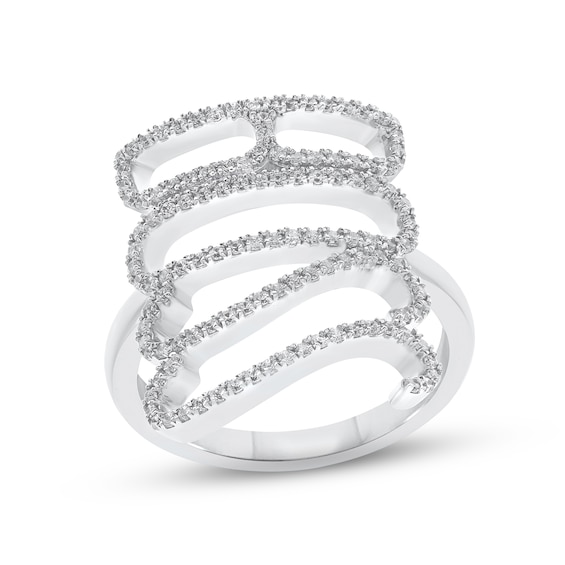 Diamond "Boss" Ring 1/2 ct tw Round-cut Sterling Silver