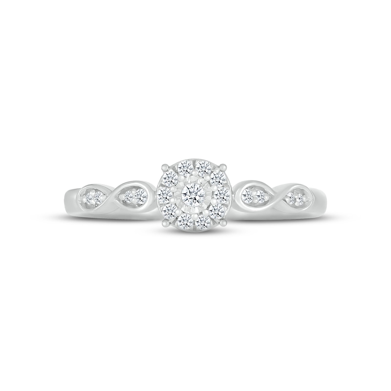Main Image 2 of Diamond Halo Promise Ring 1/8 ct tw 10K White Gold