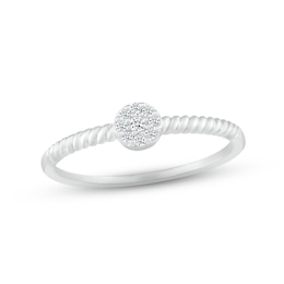 Multi-Diamond Rope Twist Promise Ring 1/15 ct tw 10K White Gold