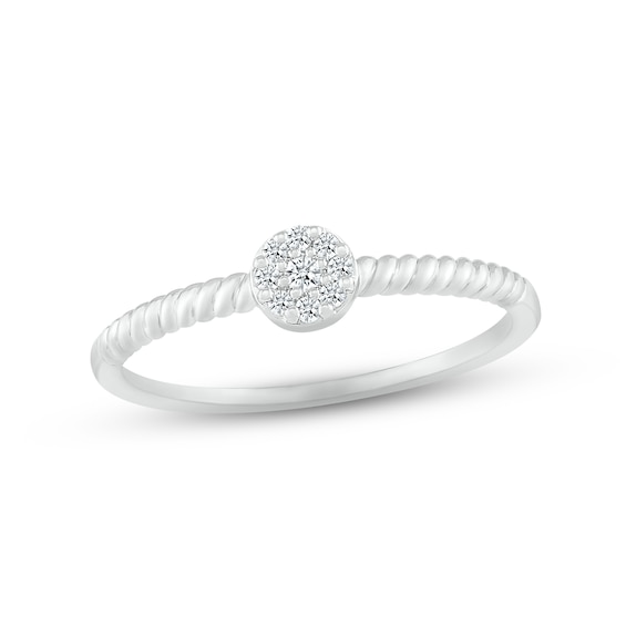 Multi-Diamond Rope Twist Promise Ring 1/15 ct tw 10K White Gold