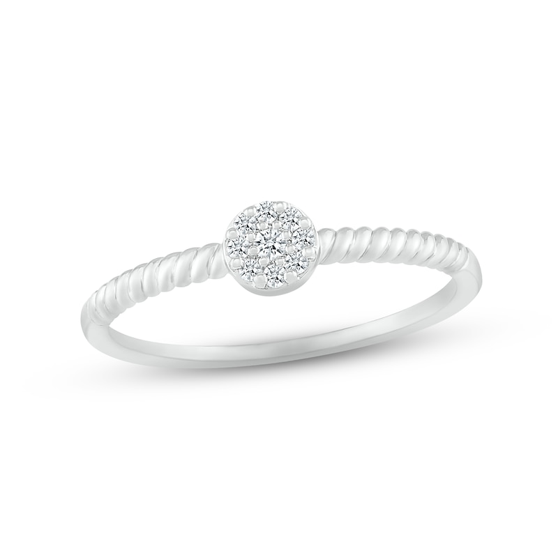 Main Image 1 of Multi-Diamond Rope Twist Promise Ring 1/15 ct tw 10K White Gold
