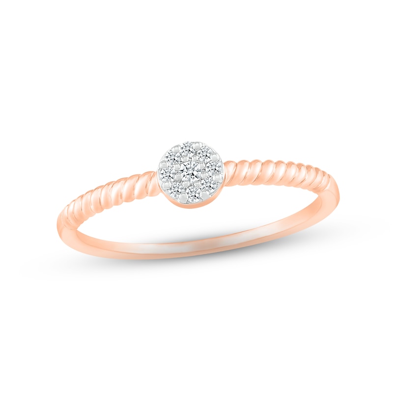 Multi-Diamond Rope Promise Ring 1/15 ct tw Round-cut 10K Rose Gold