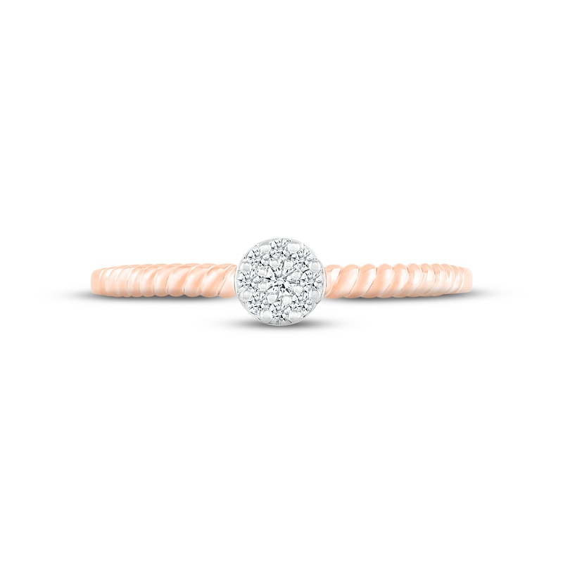 Main Image 2 of Multi-Diamond Rope Twist Promise Ring 1/15 ct tw 10K Rose Gold