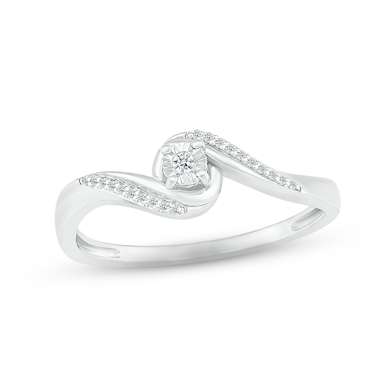 Main Image 1 of Diamond Bypass Wave Promise Ring 1/20 ct tw Sterling Silver