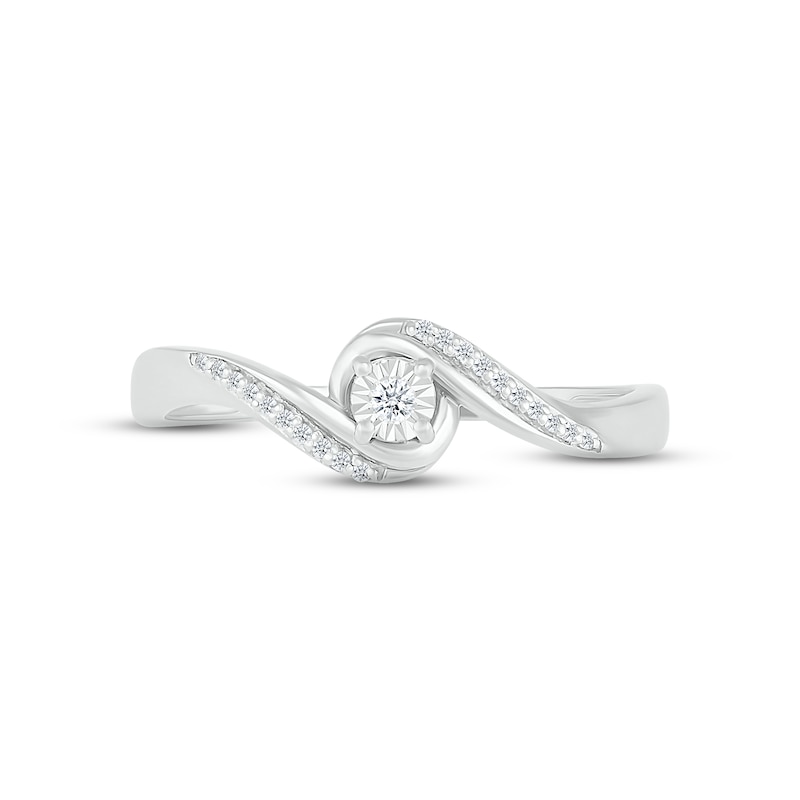 Diamond Bypass Wave Promise Ring 1/20 ct tw Round-cut Sterling Silver