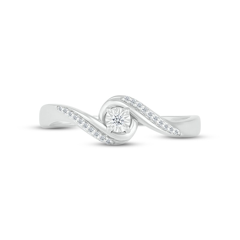 Diamond Bypass Wave Promise Ring 1/20 ct tw Round-cut Sterling Silver