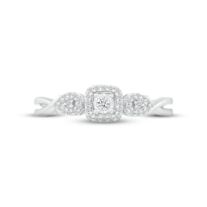 Main Image 2 of Diamond Cushion Halo Promise Ring 1/10 ct tw Sterling Silver