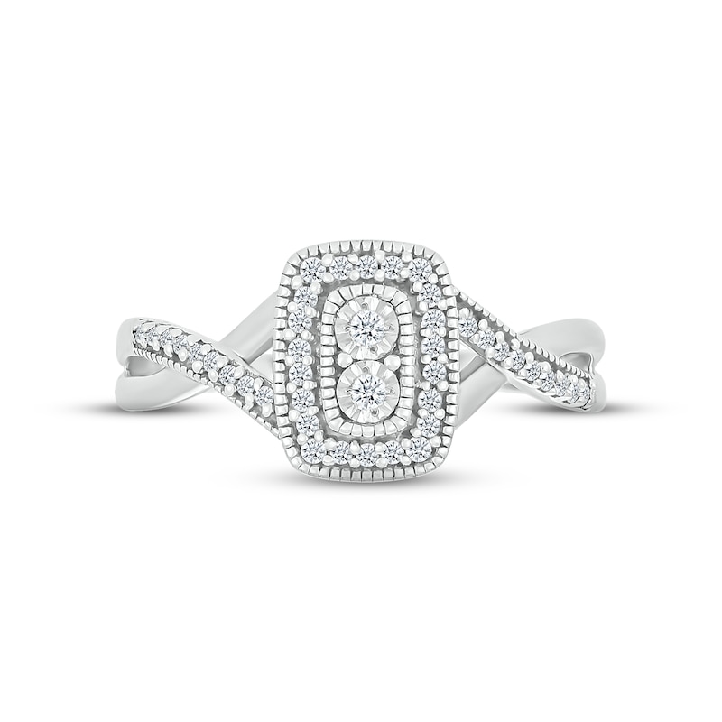 Diamond Elongated Cushion Promise Ring 1/6 ct tw Round-cut Sterling Silver