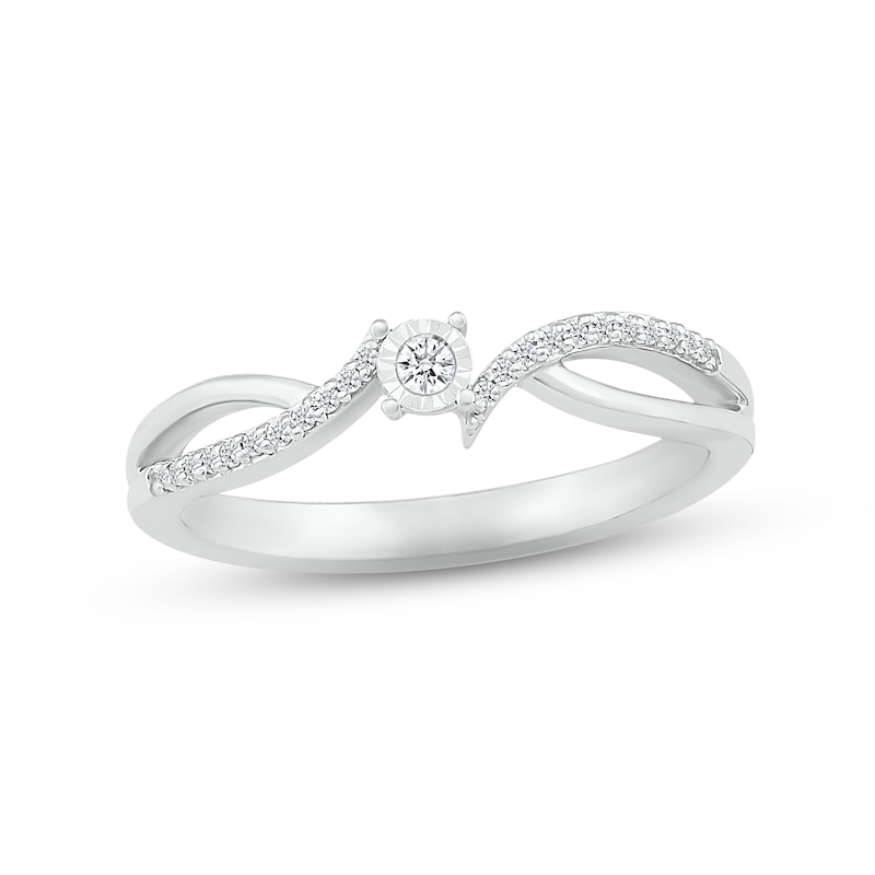 Main Image 1 of Diamond Bypass Promise Ring 1/10 ct tw Sterling Silver
