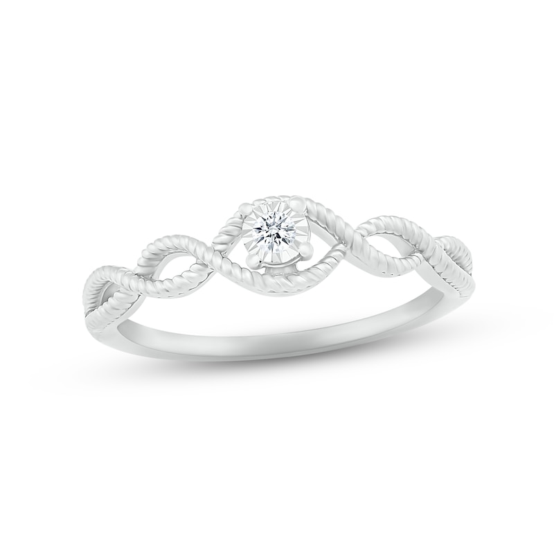 Main Image 1 of Diamond Twist Promise Ring 1/20 ct tw 10K White Gold