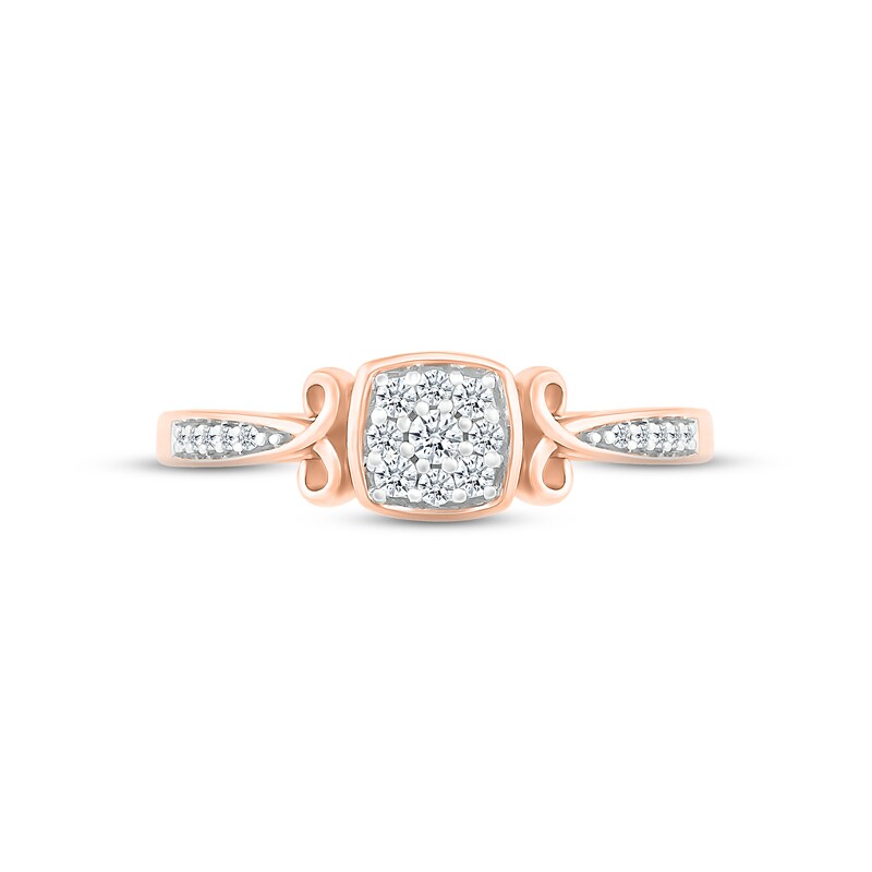 Diamond Cushion Filigree Promise Ring 1/8 ct tw Round-cut 10K Rose Gold