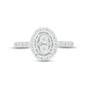 Diamond Oval Halo Promise Ring 1/10 ct tw Round-cut Sterling Silver
