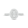 Thumbnail Image 2 of Multi-Diamond Oval Halo Promise Ring 1/10 ct tw Sterling Silver