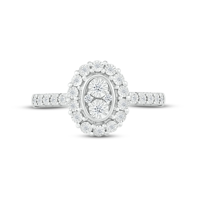 Main Image 2 of Multi-Diamond Oval Halo Promise Ring 1/10 ct tw Sterling Silver