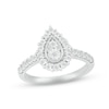 Thumbnail Image 1 of Multi-Diamond Pear-Shaped Halo Promise Ring 1/10 ct tw Sterling Silver