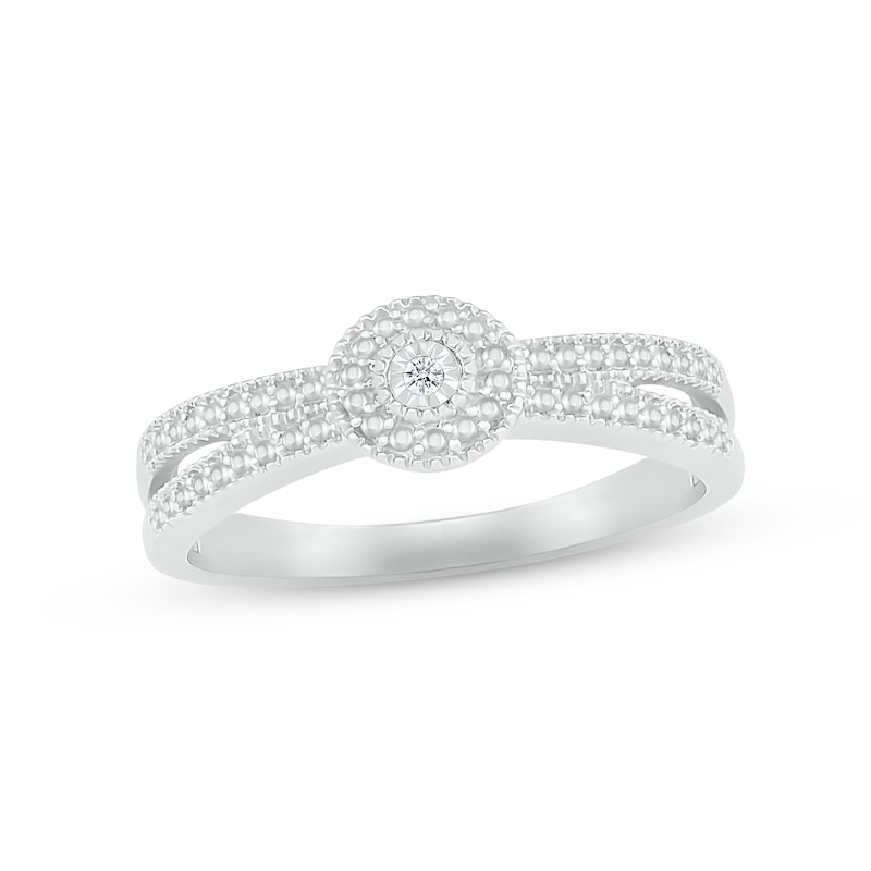 Main Image 1 of Diamond Accent Split Shank Promise Ring Sterling Silver
