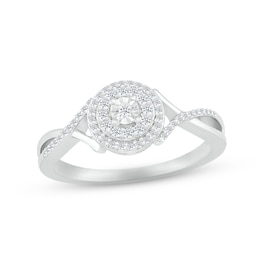 Diamond Double Halo Promise Ring 1/6 ct tw Sterling Silver