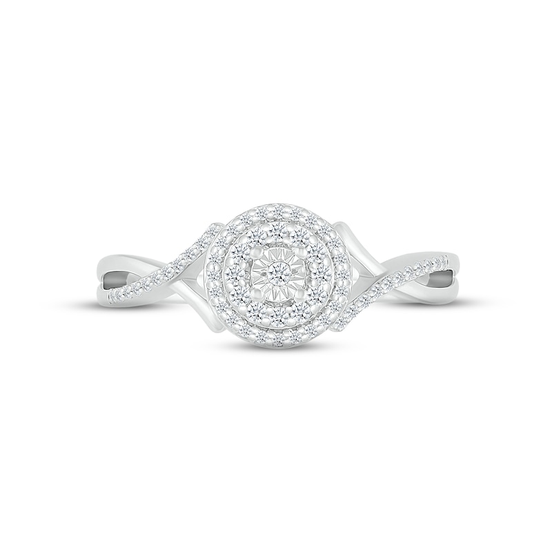 Main Image 2 of Diamond Double Halo Promise Ring 1/6 ct tw Sterling Silver