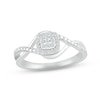 Thumbnail Image 1 of Multi-Diamond Cushion-Shaped Twist Promise Ring 1/10 ct tw Sterling Silver