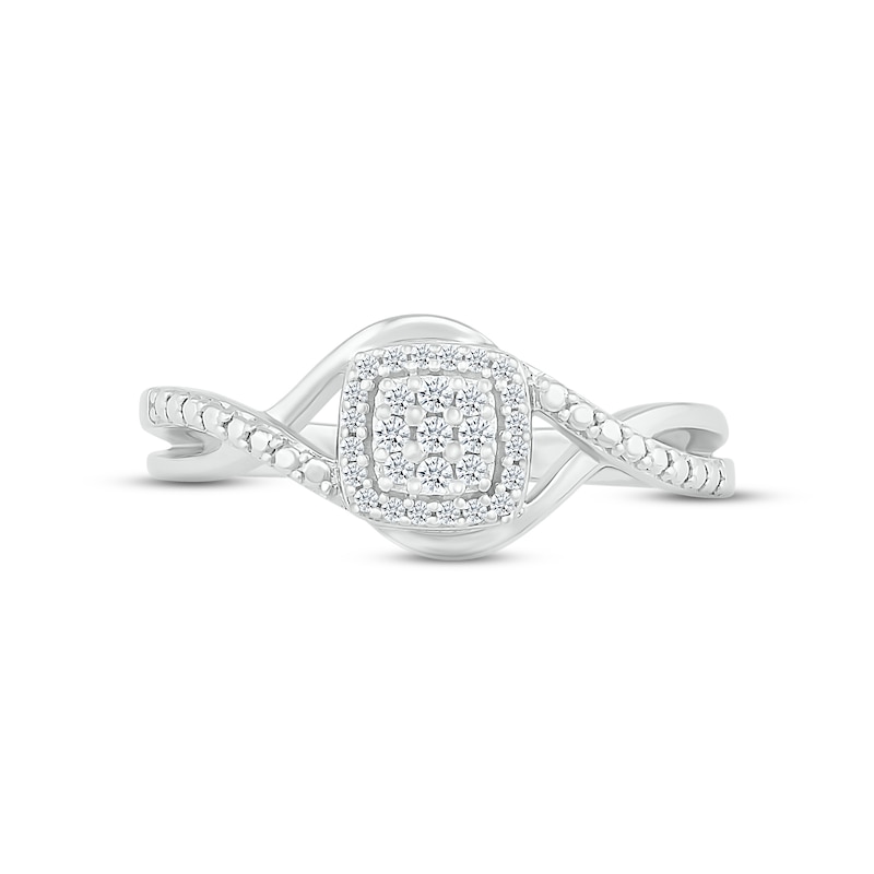 Main Image 2 of Multi-Diamond Cushion-Shaped Twist Promise Ring 1/10 ct tw Sterling Silver