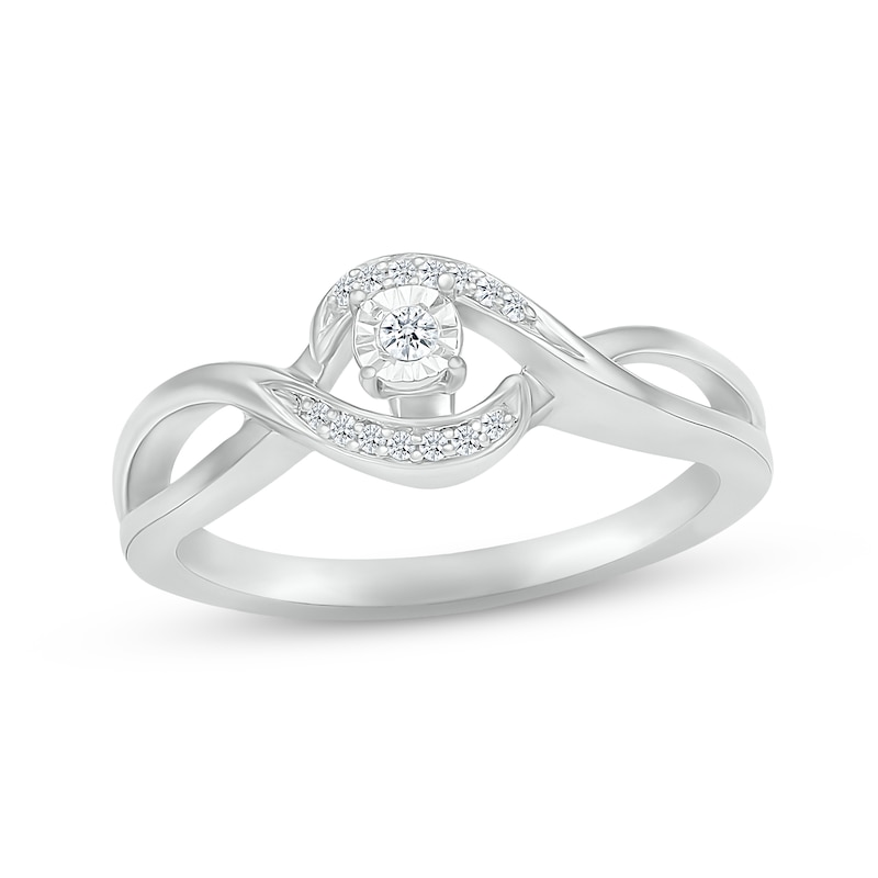 Main Image 1 of Diamond Twist Promise Ring 1/15 ct tw Sterling Silver