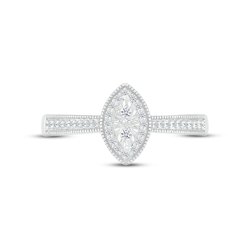 Main Image 2 of Multi-Diamond Marquise Milgrain Promise Ring 1/8 ct tw Sterling Silver