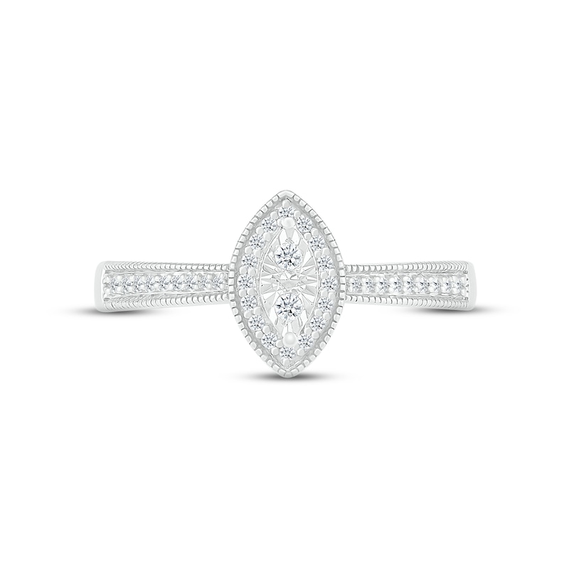 Diamond Marquise Milgrain Promise Ring 1/8 ct tw Round-cut Sterling Silver