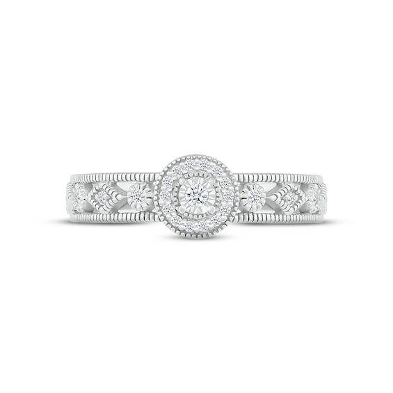Thumbnail Image 2 of Diamond Halo Milgrain Promise Ring 1/8 ct tw Sterling Silver