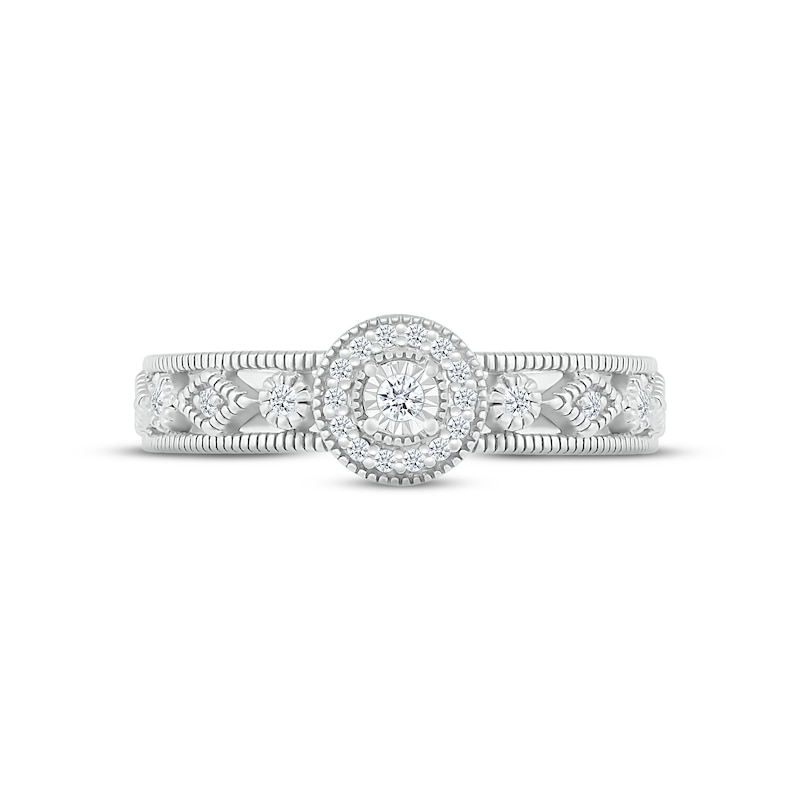 Main Image 2 of Diamond Halo Milgrain Promise Ring 1/8 ct tw Sterling Silver