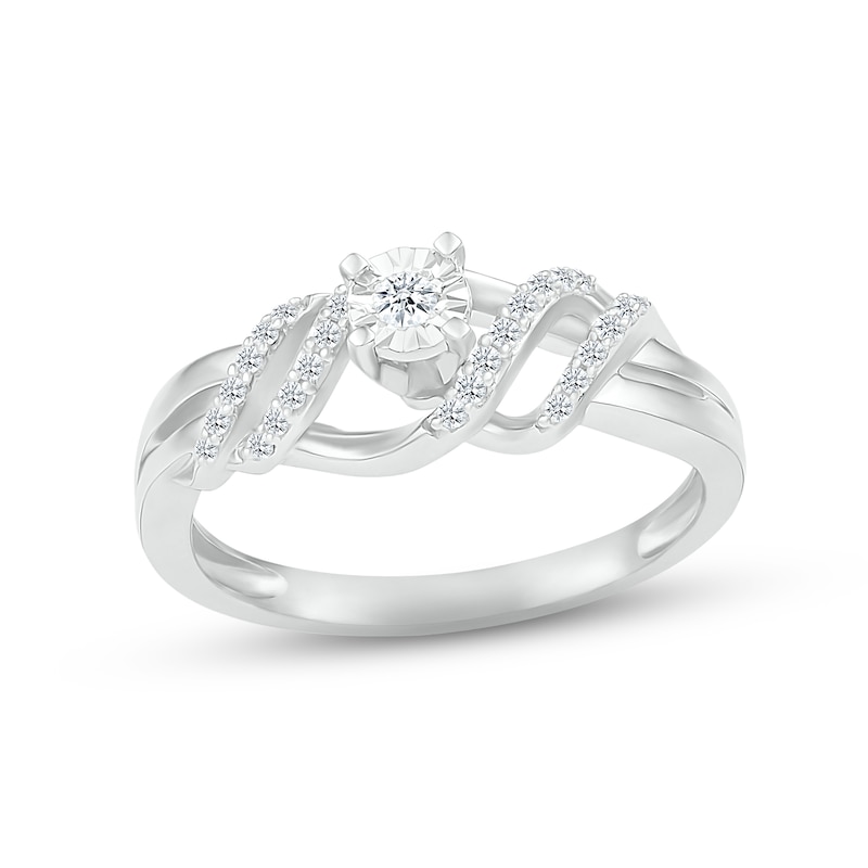 Main Image 1 of Diamond Double Twist Promise Ring 1/5 ct tw Sterling Silver