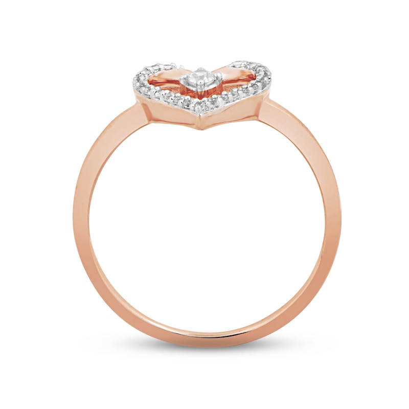 Diamond Heart Ring 1 10 Ct Tw Round Cut 10k Rose Gold Kay