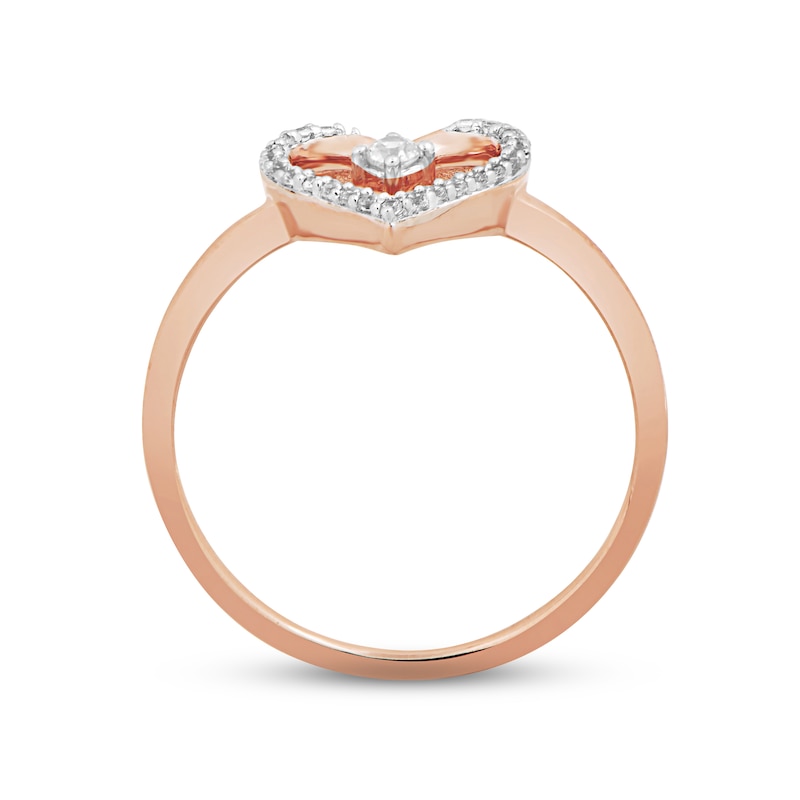 Diamond Heart Ring 1/10 ct tw Round-cut 10K Rose Gold