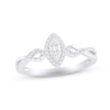 Thumbnail Image 1 of Baguette & Round-Cut Multi-Diamond Marquise Halo Promise Ring 1/10 ct tw Sterling Silver