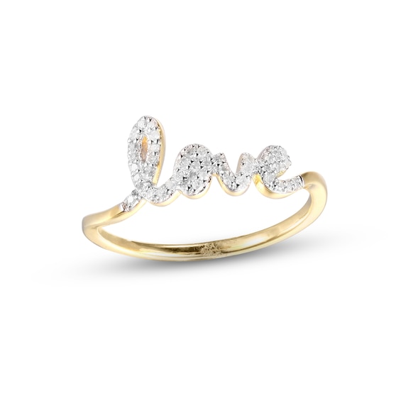 Diamond Script "Love" Ring 1/8 ct tw Round-cut 10K Yellow Gold