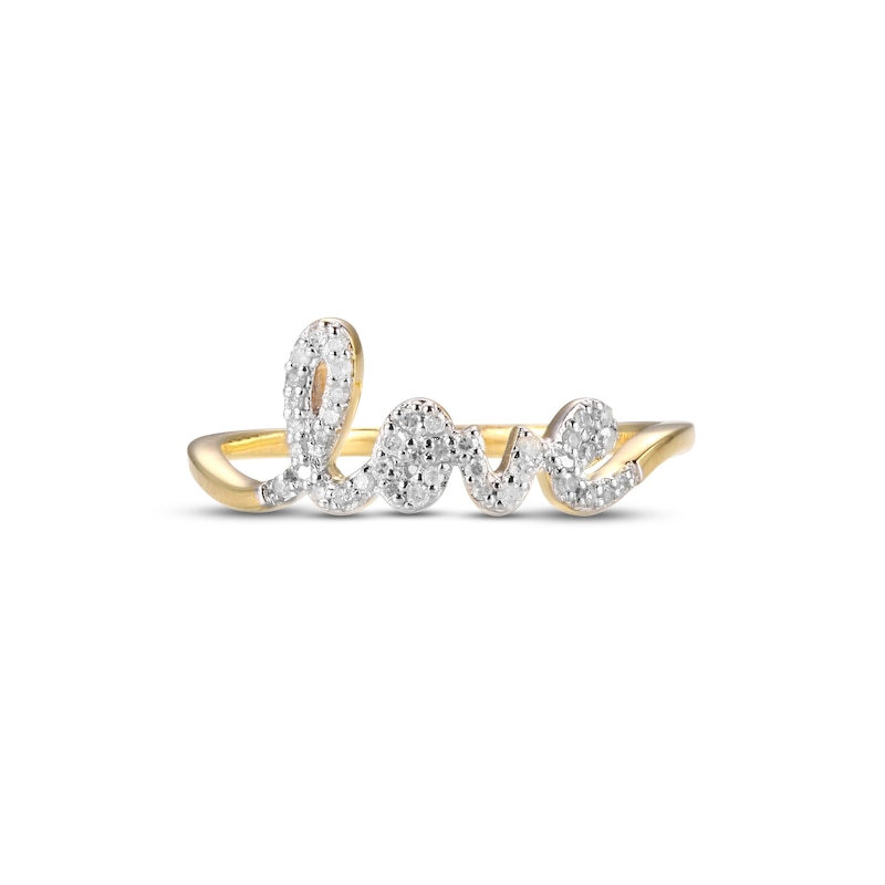 Main Image 3 of Diamond Script &quot;Love&quot; Ring 1/8 ct tw Round-cut 10K Yellow Gold