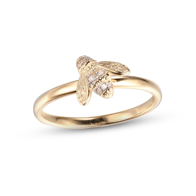 Main Image 1 of Diamond Bee Ring 10K Yellow Gold