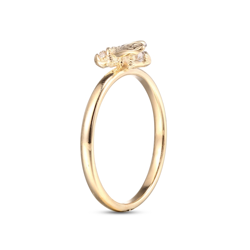 Diamond Bee Ring 10K Yellow Gold