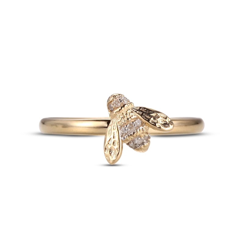 Diamond Bee Ring 10K Yellow Gold