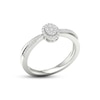 Thumbnail Image 1 of Multi-Diamond Oval Halo Promise Ring 1/6 ct tw Round-cut Sterling Silver