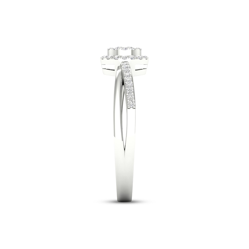 Main Image 3 of Multi-Diamond Oval Halo Promise Ring 1/6 ct tw Sterling Silver