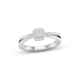 Diamond Cushion Halo Promise Ring 1/6 ct tw Sterling Silver