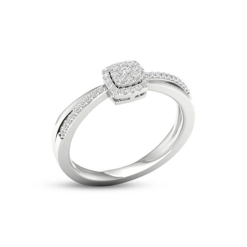 Main Image 2 of Diamond Cushion Halo Promise Ring 1/6 ct tw Sterling Silver