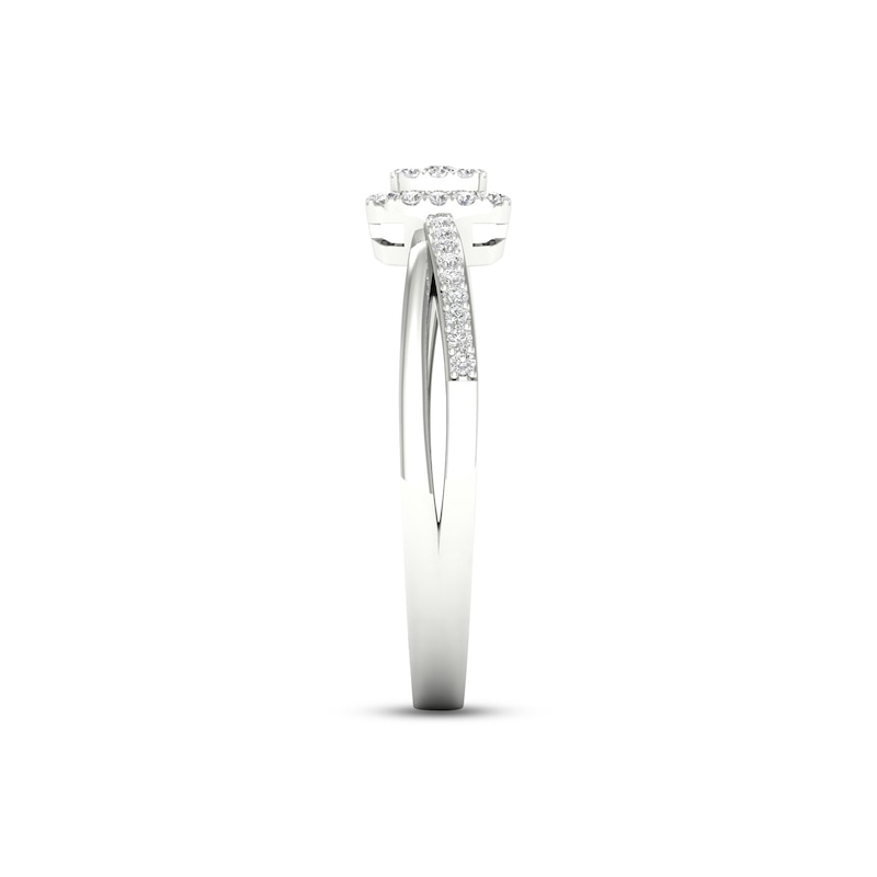 Main Image 3 of Diamond Cushion Halo Promise Ring 1/6 ct tw Sterling Silver