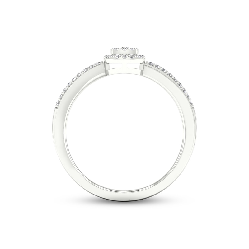 Main Image 4 of Diamond Cushion Halo Promise Ring 1/6 ct tw Sterling Silver