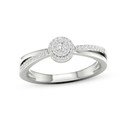 Diamond Halo Promise Ring 1/6 ct tw Sterling Silver