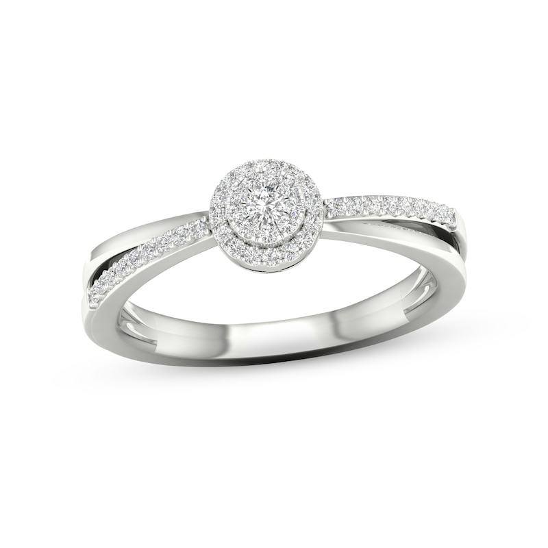 Main Image 1 of Diamond Halo Promise Ring 1/6 ct tw Sterling Silver