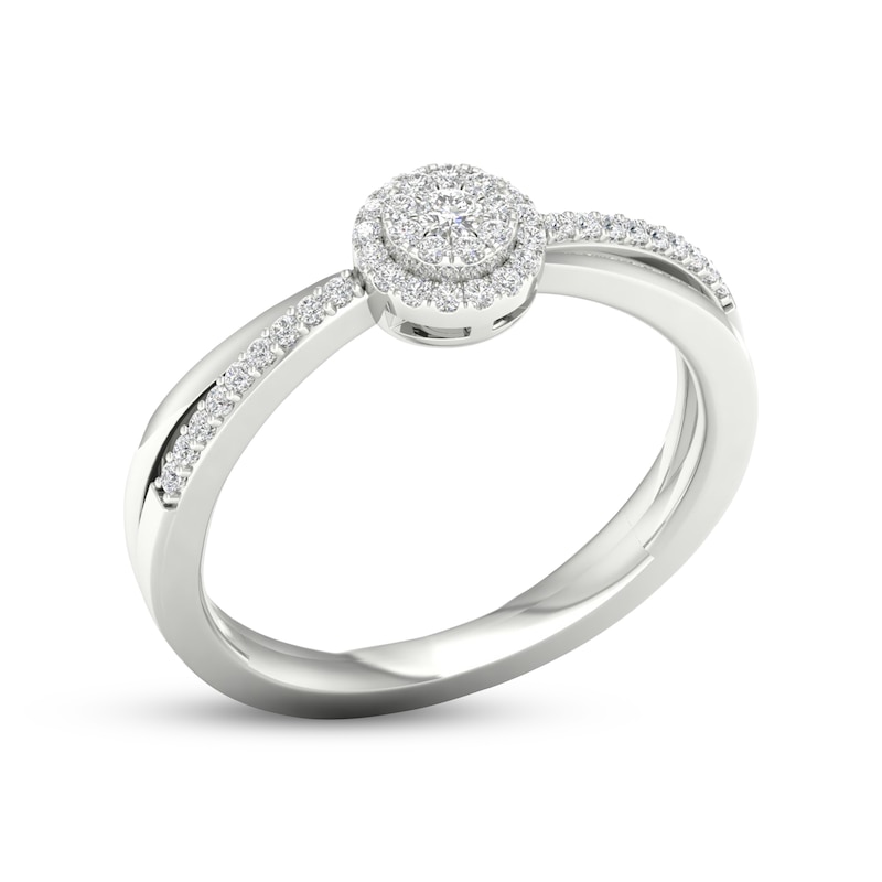 Diamond Halo Promise Ring 1/6 ct tw Round-cut Sterling Silver