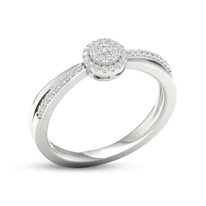 Main Image 2 of Diamond Halo Promise Ring 1/6 ct tw Sterling Silver